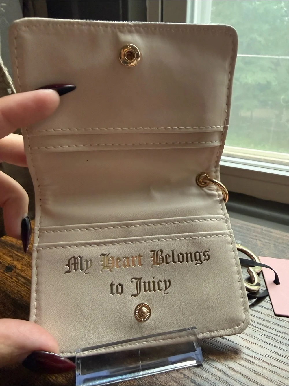 NWT Juicy Couture Black Mini Wallet with Lipstick & Heart Charms